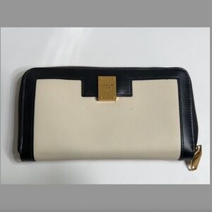 Balmain Calfskin 1945 Heritage Black and Ivory Long Wallet